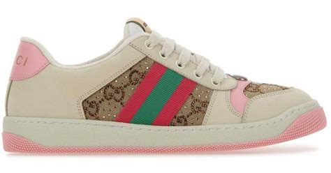 gucci pink velvet crystal platform sneakers|Gucci screener sneakers with crystals.